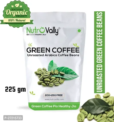 NutroVally Green Coffee Beans 225 gm For Weight Management With Effective Arabica 100% Natural  Decaffeinated AA Grade Green Coffee