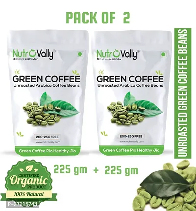 NutroVally Green Coffee Beans 500gm For Weight Management With Effective Arabica 100% Natural  Decaffeinated AA Grade Green Coffee 225 Pack 2