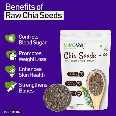 NutroVally Chia, Flax, Pumpkin, Sunflower seeds for weight loss 100gm x 4 | Combo Pack Seeds for eating with ich in Fiber, Protein Omega 3 Healthy Seeds pack 4-thumb2