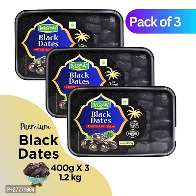 NutroVally Black Dates 1.2kg Pack of 3 ( 400gm x3 ) |Premium khajoor | Healthy khajur Black