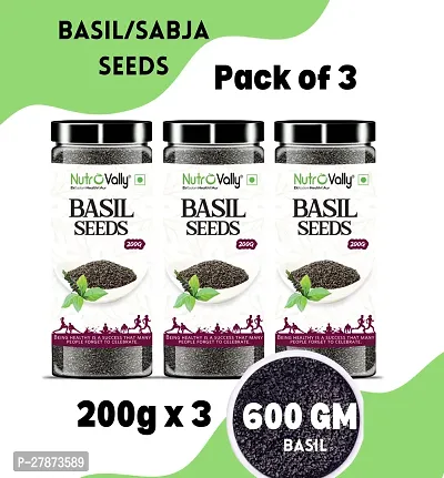 Basil Seeds 600gm (200g*3)| Sabja Seeds for Eating Loaded with Anti-Oxidants  Omega-3 Basil Seeds 200gm Pack of 3