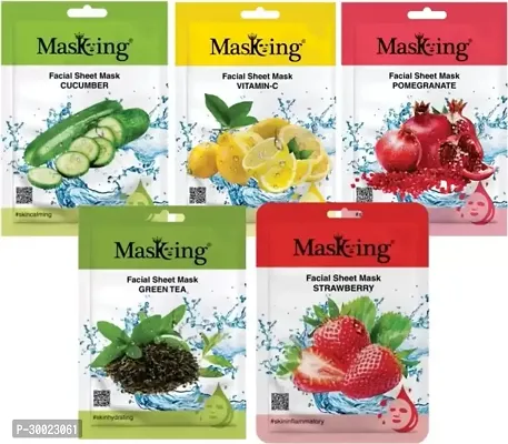 Beauty Facial Sheet Mask for Skin for Women and Men Combo Pack of 5  (100 Ml)