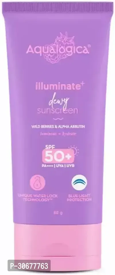 Sunscreen - Spf 50+ Pa++++ Illuminate+ Dewy Sunscreen with Wild Berries  Alpha Arbutin | Fragrance-Free (80 G)