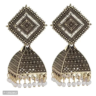 Elegant Brass Cubic Zirconia Jhumkas Earrings For Women-thumb3