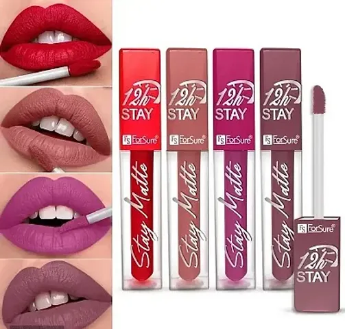 ForSure? Non Transfer Waterproof Longlast Liquid Matte Mini Lipstick Pack Of 4