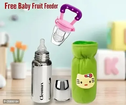 Baby Feeding Bottle Stainless Steel with Teether and Bottle Cover-thumb0