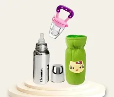 Baby Feeding Bottle Stainless Steel with Teether and Bottle Cover-thumb1