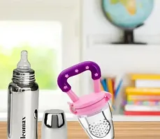 Baby Feeding Bottle Stainless Steel with Teether and Bottle Cover-thumb2