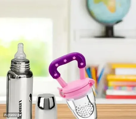 Baby Feeding Bottle Stainless Steel with Teether and Bottle Cover-thumb3