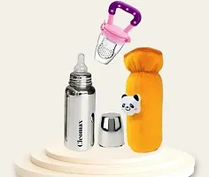 Baby Feeding Bottle Stainless Steel with Teether and Bottle Cover-thumb1