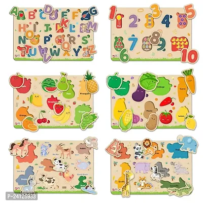 Little Berry Wooden Puzzles for Kids Age 2+ Years (Set of 6)-thumb0