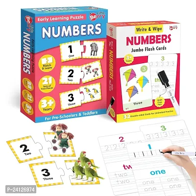 Little Berry Numbers Learning Puzzle and Wipe Clean Flash Cards