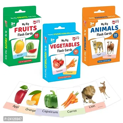 Little Berry My Big Flash Cards Combos (Set of 3 - Fruits, Vegetables and Animals)