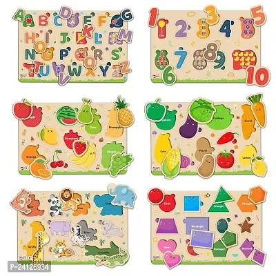 Little Berry Wooden Puzzles for Kids Age 2+ Years (Set of 6)