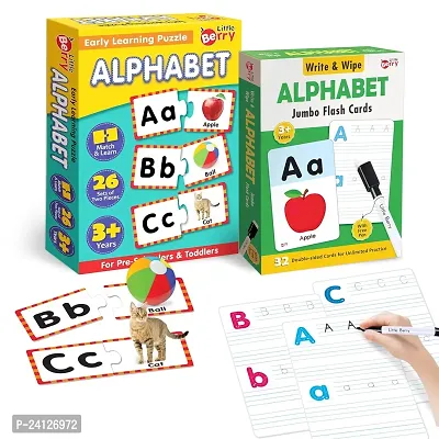 Little Berry Alphabet Learning Puzzle and Wipe Clean Flash Cards