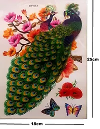 Pink Flower with Green Peacock Wallpaper Self Adhesive Sticker  (Pack of 1)-thumb3