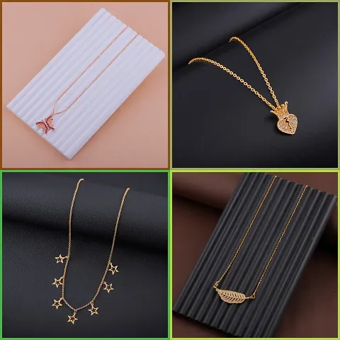 Delfa Necklace Chain Combo Of 4 For Womens And Girls Designed By Delfa