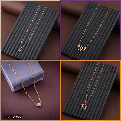 Delfa Combo Of 4 Necklaces Chain For Girls And Womens-thumb0