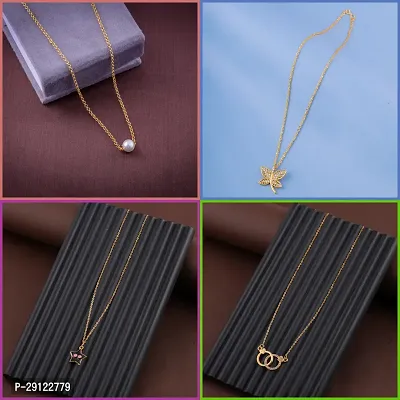 Delfa Combo Of 4 Necklaces Chain For Girls And Womens-thumb0