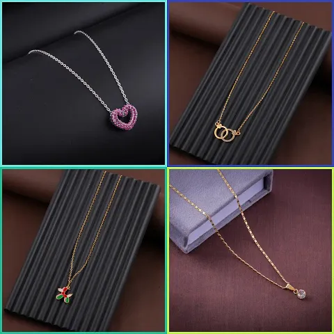 Delfa Combo Of 4 Necklaces Chain For Girls And Womens