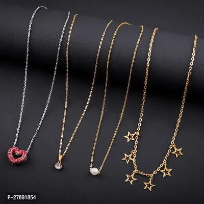 Exclusive Necklace Chain Combo of 4  For Womens And Girls Designed By Delfa