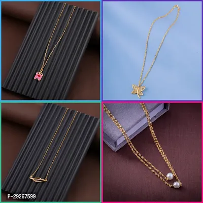 Delfa Combo Of 4 Necklaces Chain For Girls And Womens-thumb0