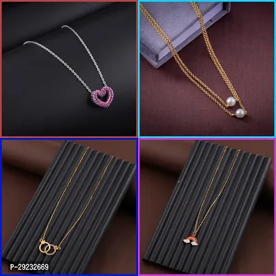 Delfa Combo Of 4 Necklaces Chain For Girls And Womens-thumb0