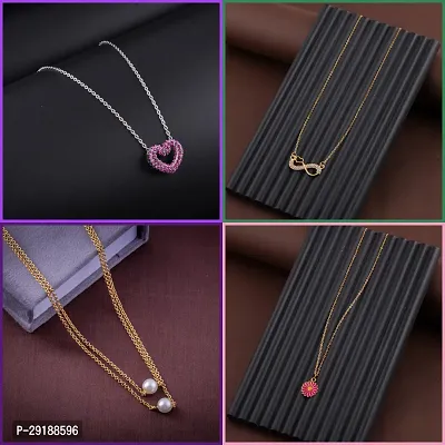 Delfa Combo Of 4 Necklaces Chain For Girls And Womens-thumb0