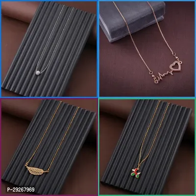 Delfa Combo Of 4 Necklaces Chain For Girls And Womens-thumb0