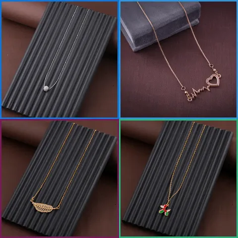 Delfa Combo Of 4 Necklaces Chain For Girls And Womens