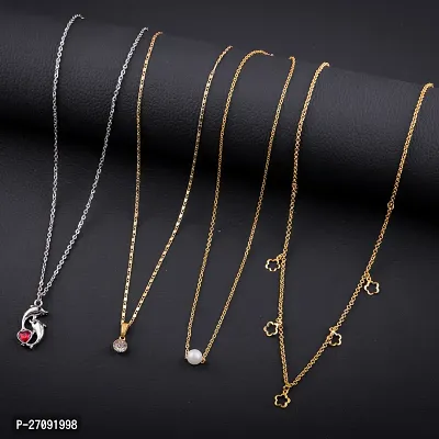 Exclusive Necklace Chain Combo of 4  For Womens And Girls Designed By Delfa