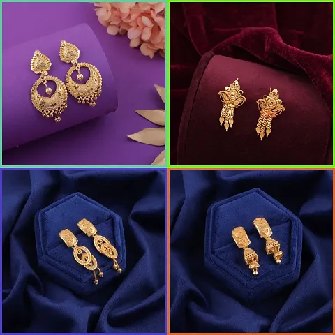 Delfa Combo Of 4 Earrings For Girls And Womens