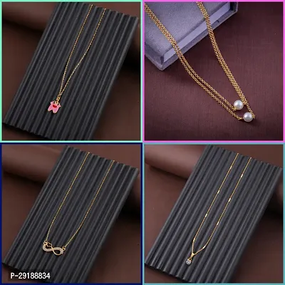 Delfa Combo Of 4 Necklaces Chain For Girls And Womens-thumb0