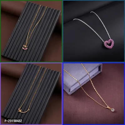 Delfa Combo Of 4 Necklaces Chain For Girls And Womens-thumb0