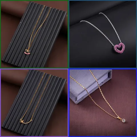 Delfa Combo Of 4 Necklaces Chain For Girls And Womens