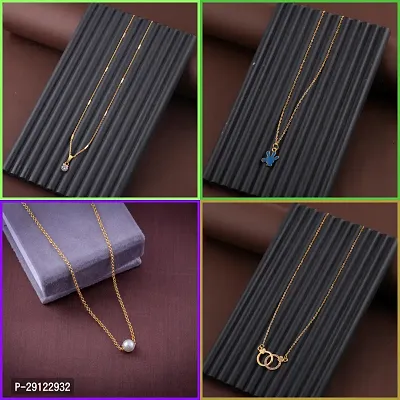 Delfa Combo Of 4 Necklaces Chain For Girls And Womens-thumb0