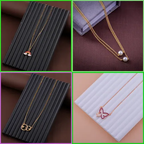 Delfa Combo Of 4 Necklaces Chain For Girls And Womens