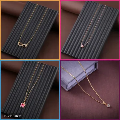 Delfa Combo Of 4 Necklaces Chain For Girls And Womens-thumb0