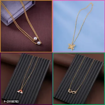 Delfa Combo Of 4 Necklaces Chain For Girls And Womens-thumb0