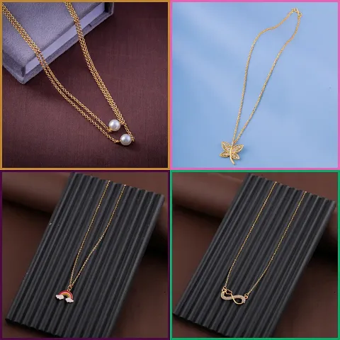 Delfa Combo Of 4 Necklaces Chain For Girls And Womens