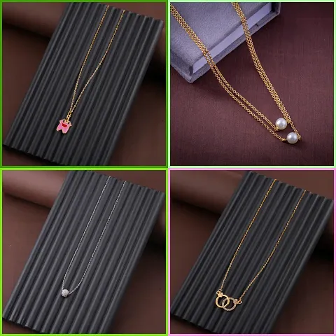 Delfa Combo Of 4 Necklaces Chain For Girls And Womens