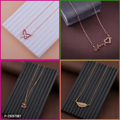 Delfa Combo Of 4 Necklaces Chain For Girls And Womens-thumb0