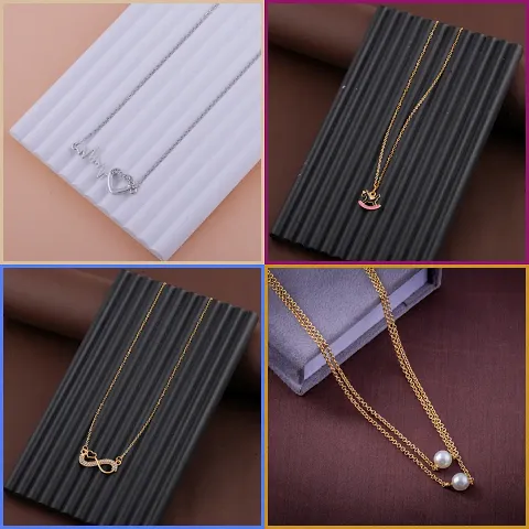 Delfa Combo Of 4 Necklaces Chain For Girls And Womens