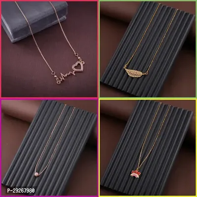 Delfa Combo Of 4 Necklaces Chain For Girls And Womens-thumb0