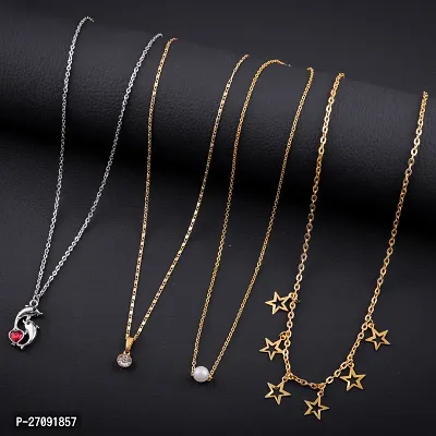 Exclusive Necklace Chain Combo of 4  For Womens And Girls Designed By Delfa