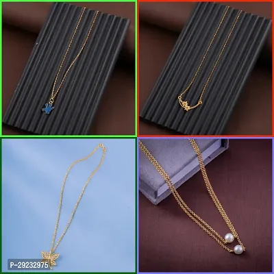 Delfa Combo Of 4 Necklaces Chain For Girls And Womens-thumb0