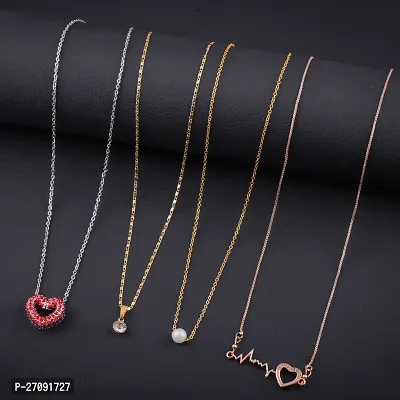 Exclusive Necklace Chain Combo of 4  For Womens And Girls Designed By Delfa