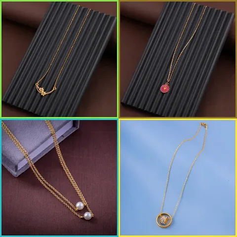 Delfa Combo Of 4 Necklaces Chain For Girls And Womens