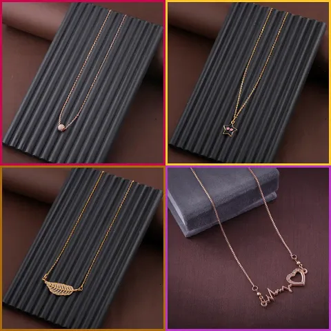 Delfa Combo Of 4 Necklaces Chain For Girls And Womens