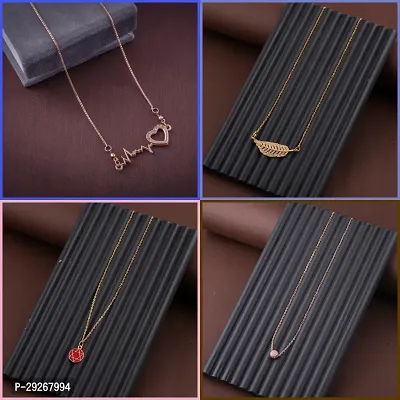 Delfa Combo Of 4 Necklaces Chain For Girls And Womens-thumb0